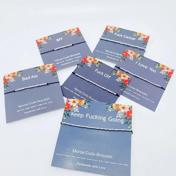 ($8) F*ck Off Morse Code Bracelet - Picture 2 of 2